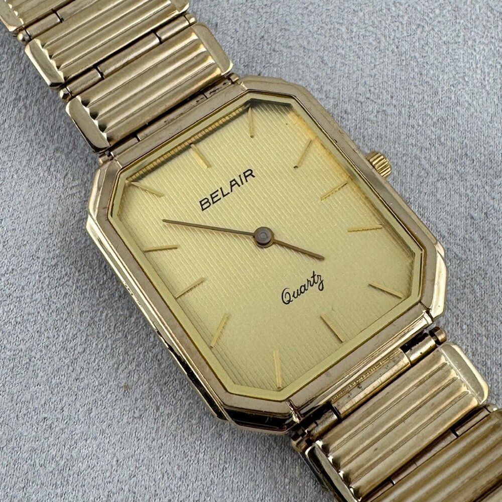 Vintage Belair Men's Tank Watch, assembled in the USA with Swiss parts